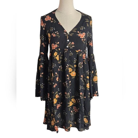 Altar'd State Brown Black Floral Mini Dress - Picture 1 of 7